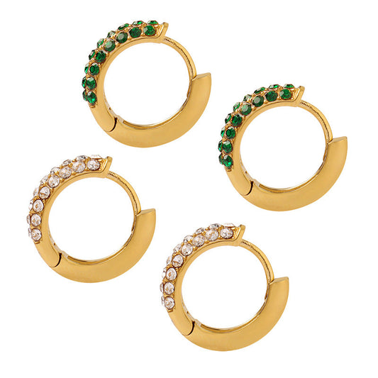 Round Zirconia Gold Earrings