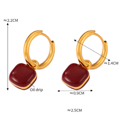 Geometric Weighted Enamel Design Earrings