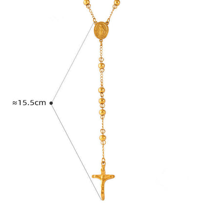 Embossed Round Cross Pendant Necklace