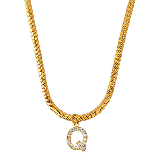 Diamond Letter Gold Pendant Necklace