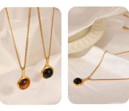 Amber Pendant Layered Gold Necklace Ensemble