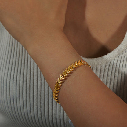 14K GOLD Wheat ear shape open bracelet