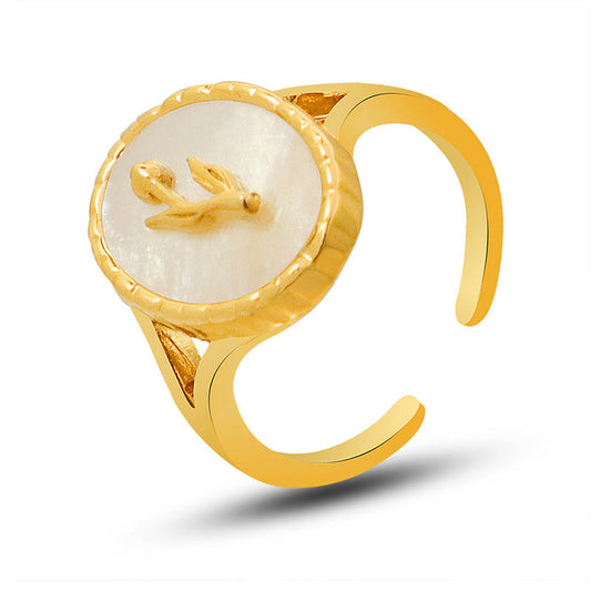 French Style White Seashell Open Ring