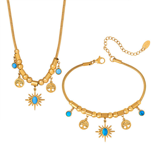 Ethnic Style Tassel Bracelet and Necklace Set
