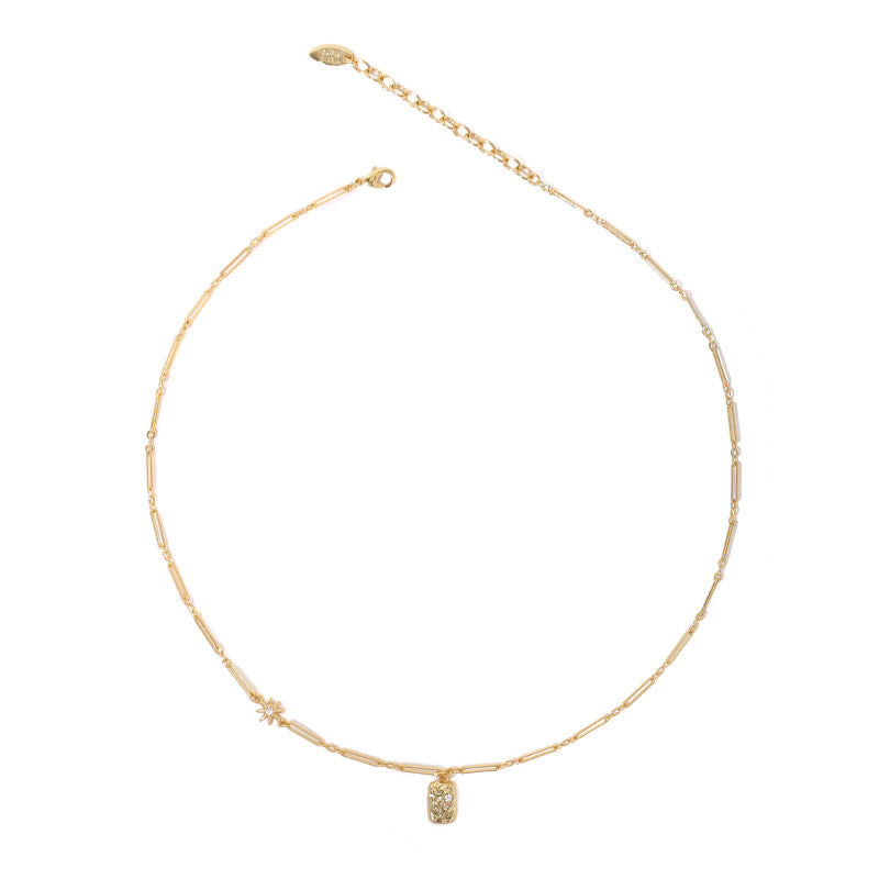 14K Gold French Light Luxury Style Diamond Necklace