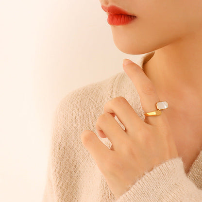 14K GOLD White Seashell Open Ring