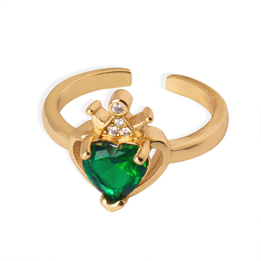 Versatile Heart-shaped Crown Open Ring