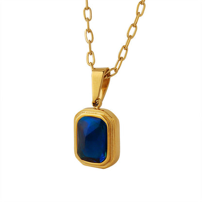 Blue Crystal Gold Pendant Necklace
