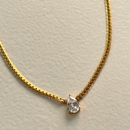 14k gold diamond heart-shaped snake bone chain