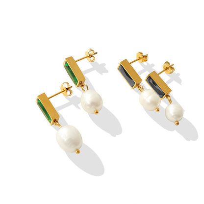 French luxury baroque pearl 14k gold earrings