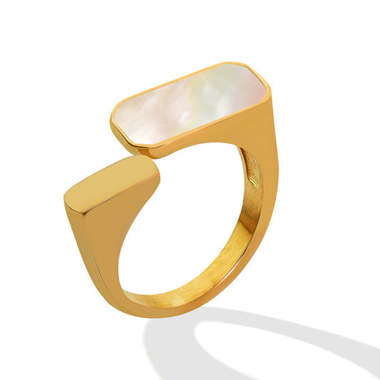 14K GOLD White Seashell Open Ring