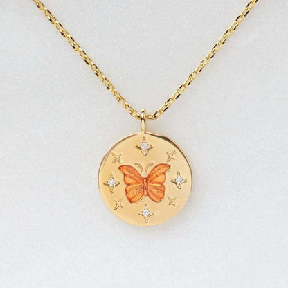 14K gold hand-painted pattern pendant