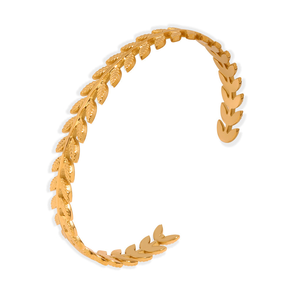 14K GOLD Wheat ear shape open bracelet
