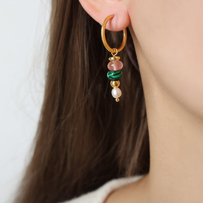 14k gold natural stone abacus gold earrings