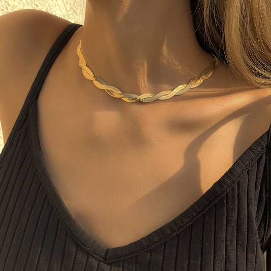 14K Gold Two Strand Braided Necklace