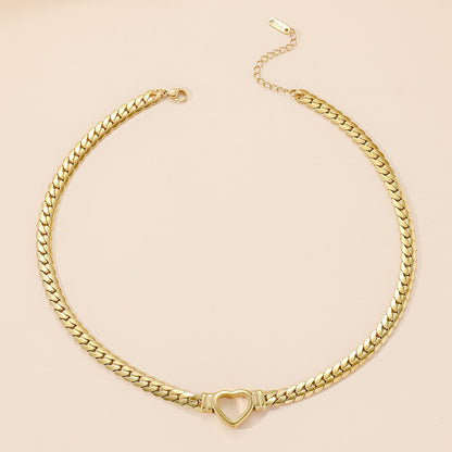 14k gold heart-shaped snake bone chain