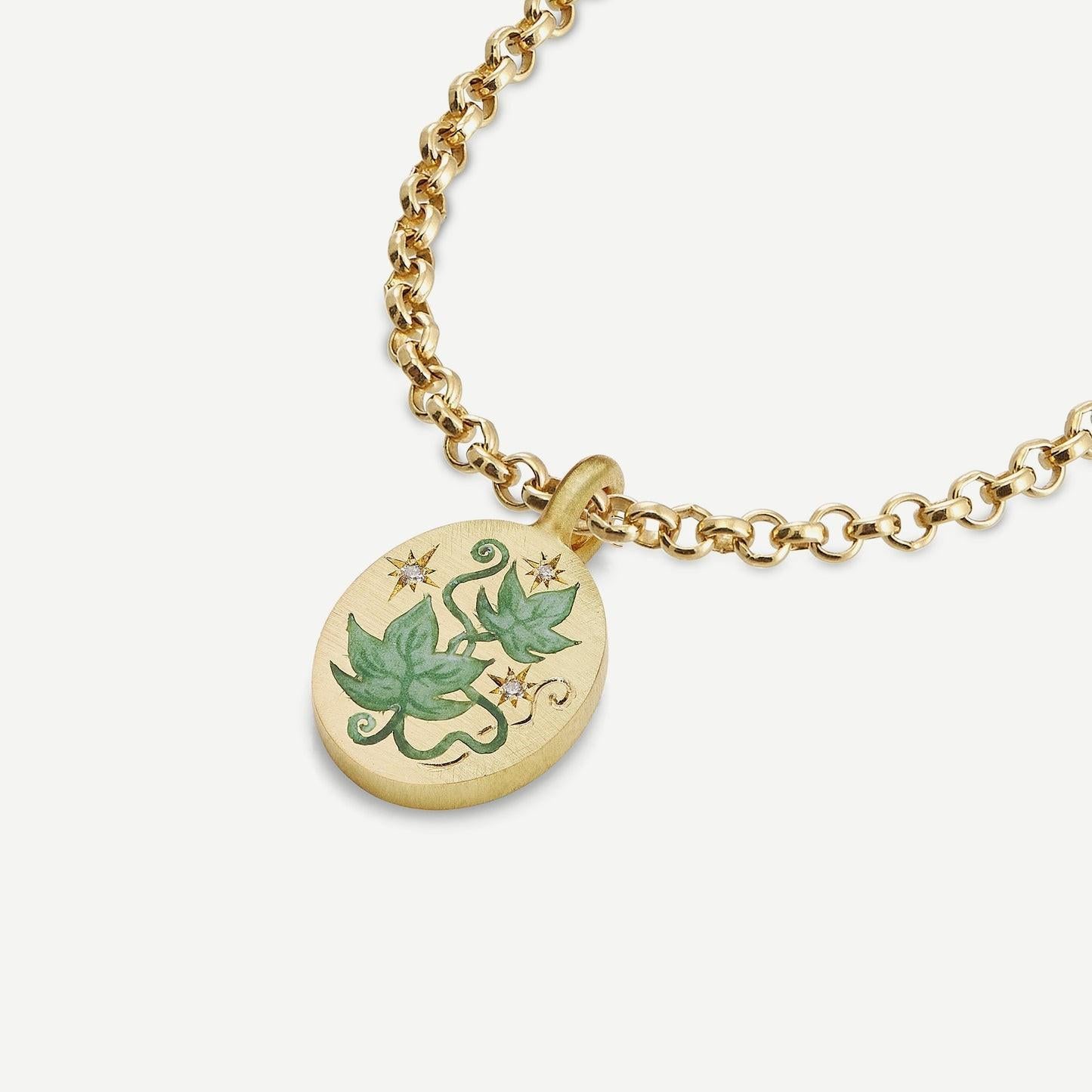 14K gold hand-painted pattern pendant