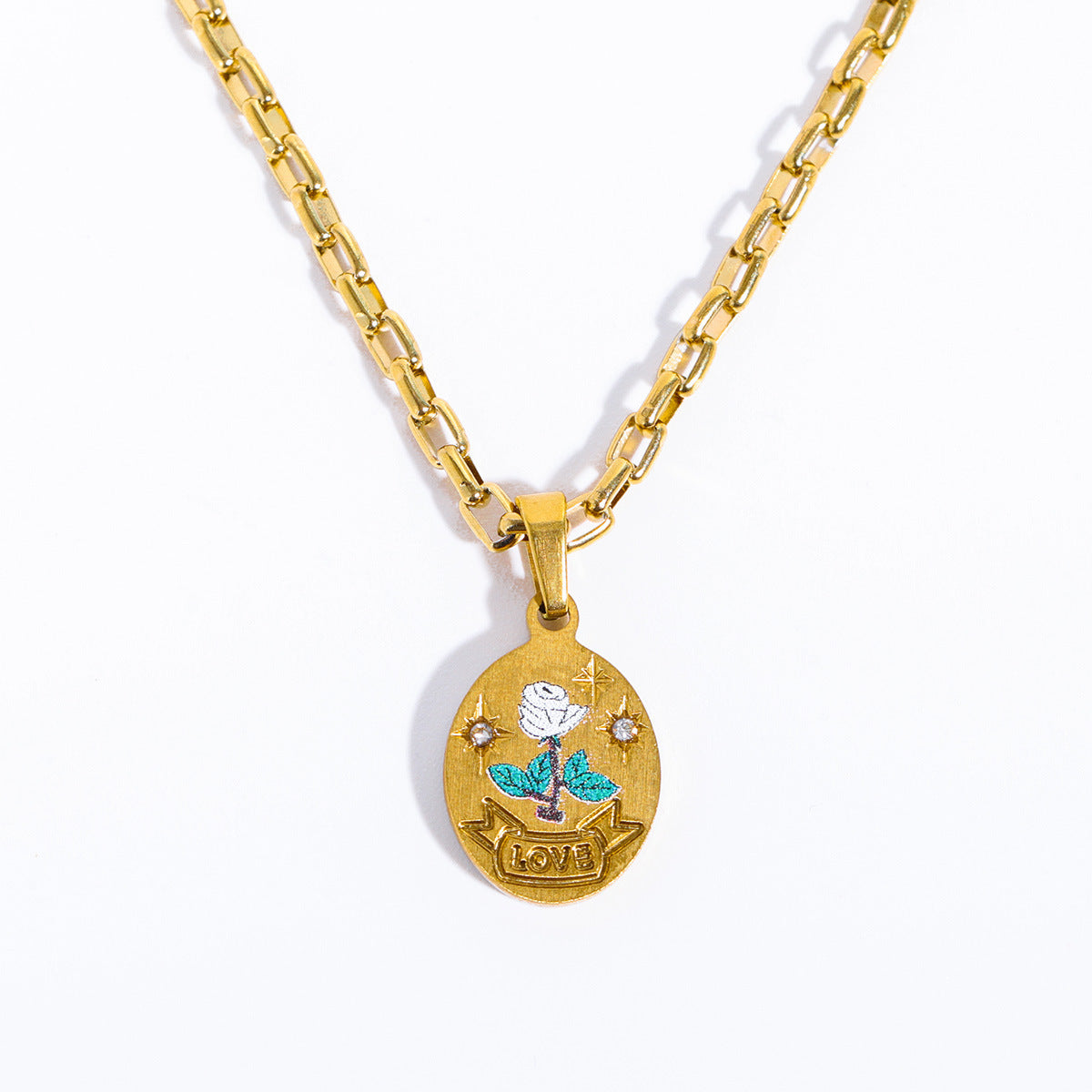 14K gold hand-painted pattern pendant