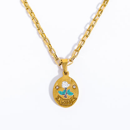 14K gold hand-painted pattern pendant