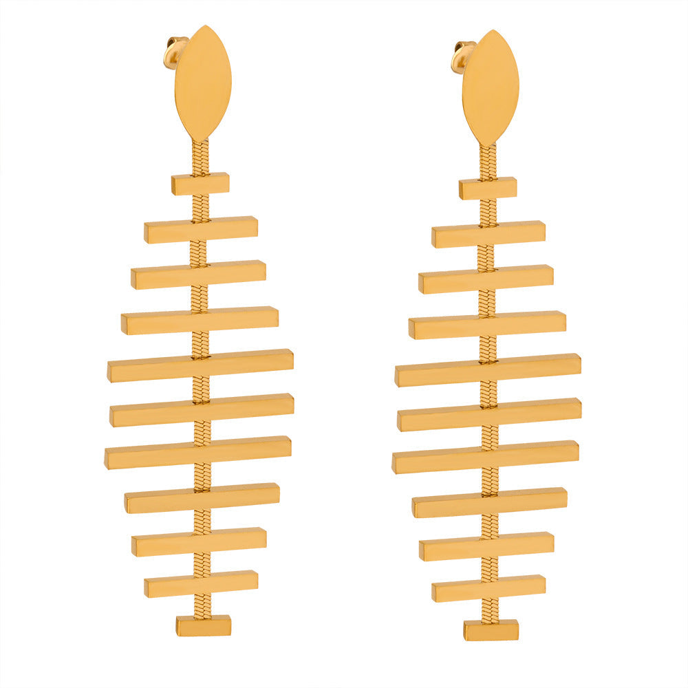 Designer Creative Fishbone Long Earring