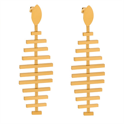 Designer Creative Fishbone Long Earring