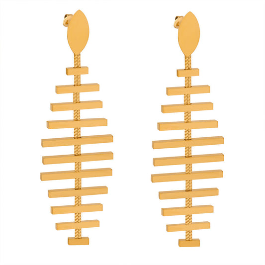 Designer Creative Fishbone Long Earring