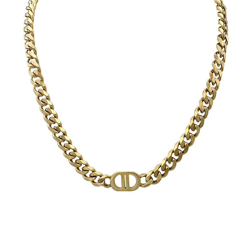 14K Gold Letter Double D Collar Chain