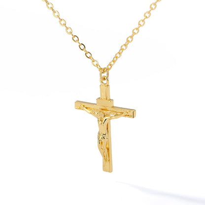 14k Gold Christian Jesus Cross Necklace