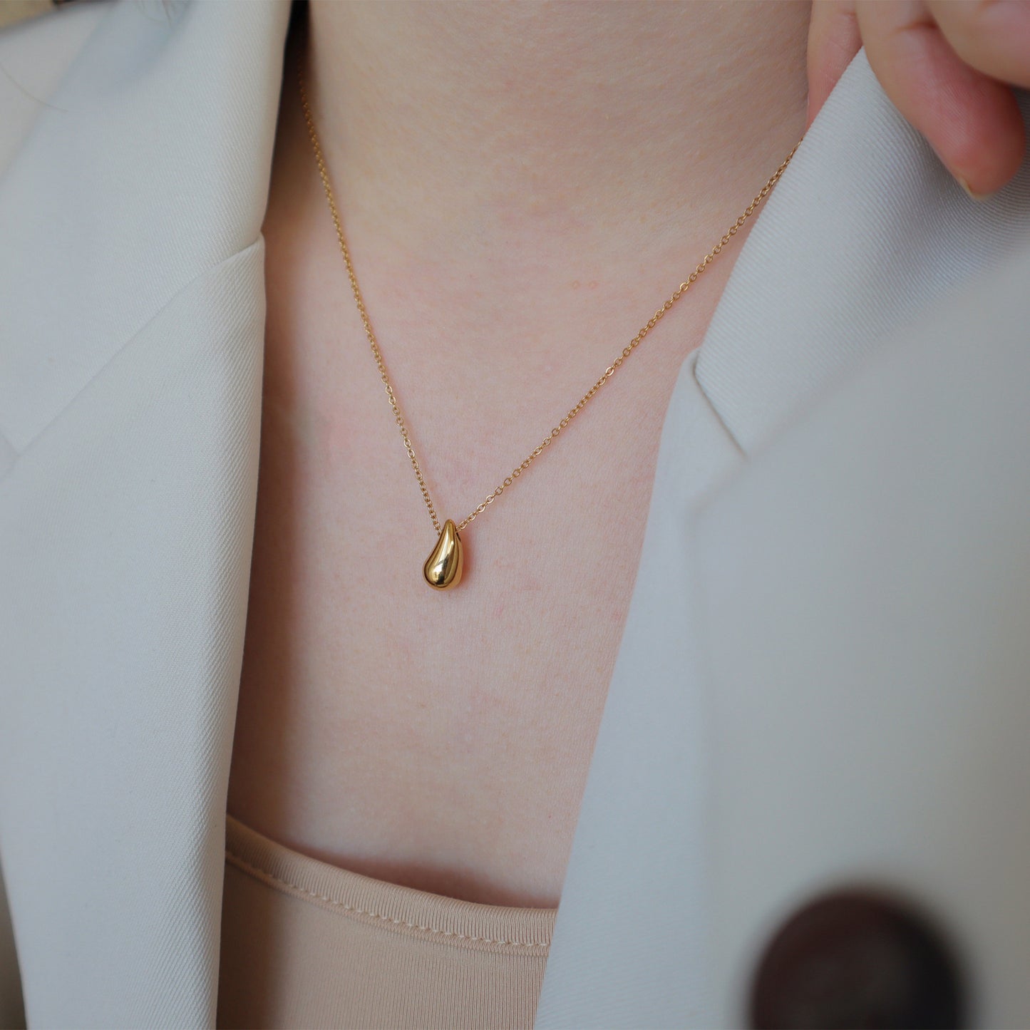 14K Gold Water Drop Necklace