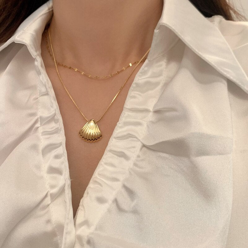 14K Gold Shell Necklace